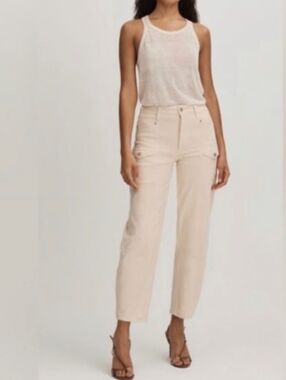 Paige Alexis High Waist Barrel Cargo Jeans In Blonde Sand